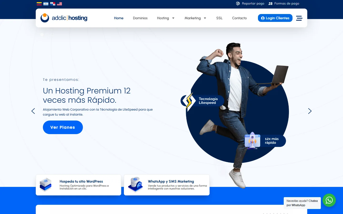 Captura del sitio de Adclic Hosting