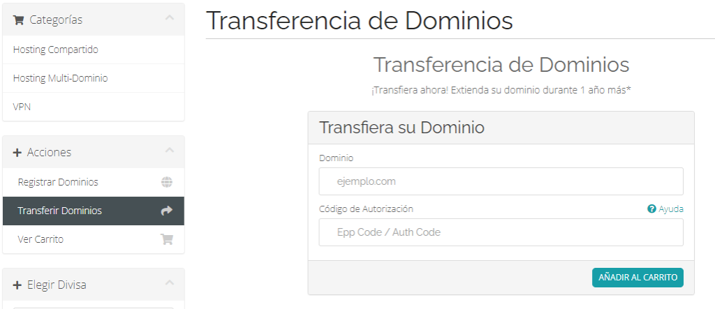 Pasos para poder transferir un dominio